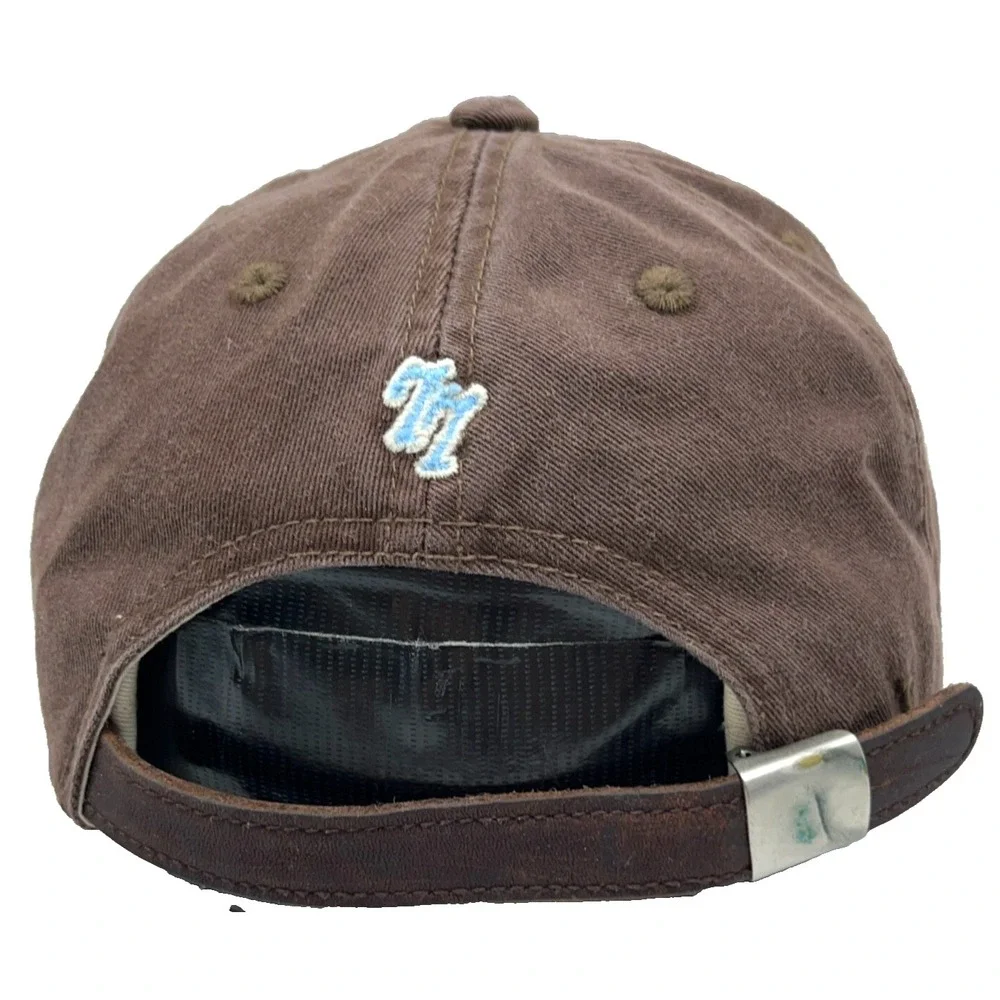Vintage American‎ Eagle Hat Cap Leather Strap Back Script AEO Dad Baseball Y2K